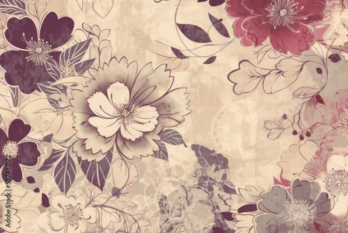 colorful floral wallpaper pattern with various flowers and foliage. Generative AI