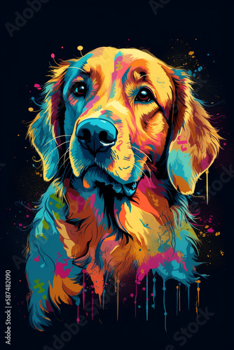 Golden Retriever dog pop art photo