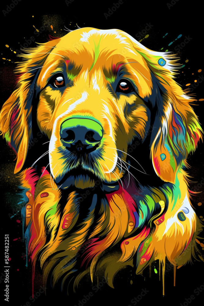 Golden Retriever dog pop art