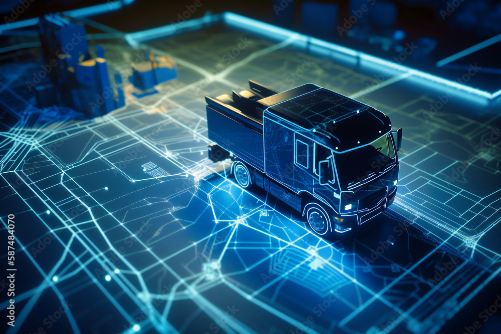 GPSequipped vehicles and packages are tracked on a digital map