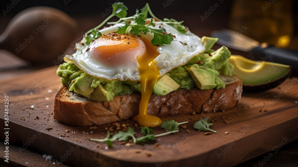 smashed avocado on toast with runny egg smashed avocado on toast with runny egg