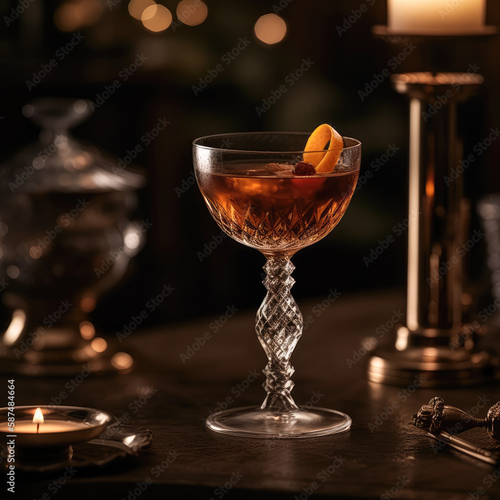 A luxurious and elegant drink, captured in a stunningly cinematic shot with perfect lighting that highlights its sophisticated flavors and presentation.