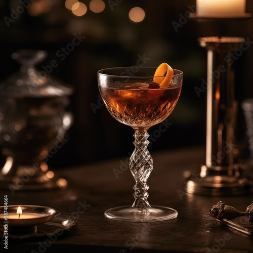 A luxurious and elegant drink, captured in a stunningly cinematic shot with perfect lighting that highlights its sophisticated flavors and presentation.