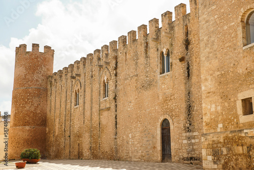 Architectural Sights of The Castle of the Counts of Modica (Castello dei Conti di Modica) in Alcamo, Trapani Province, Sicily, Italy.