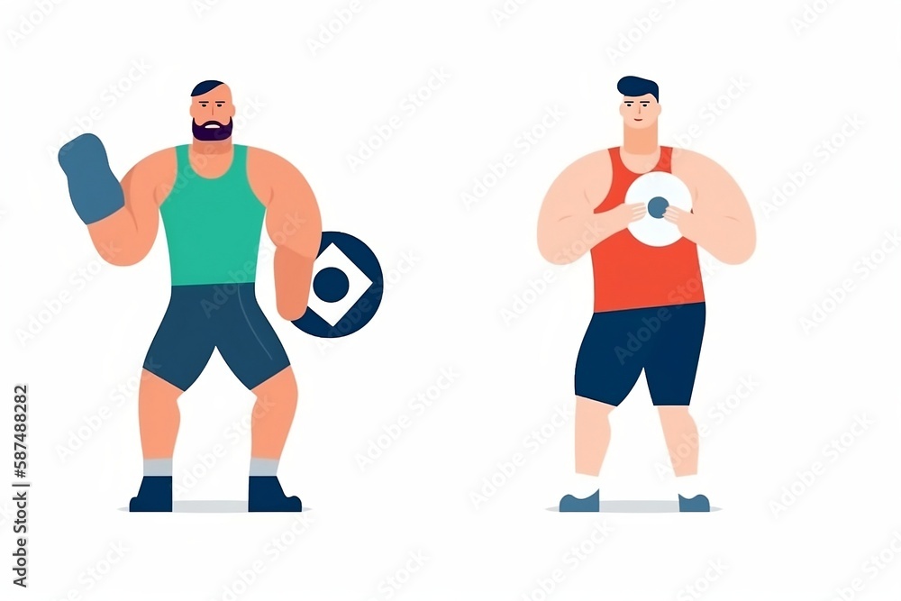 Athletes and sports men, Flat vector illustrations isolated on white background Athletes and sports men, Flat vector illustrations isolated on white background