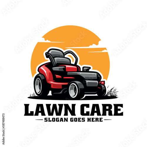 Lawn mower illustration logo vector