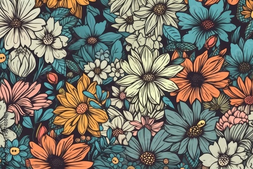 vibrant bouquet of flowers on a dark background. Generative AI