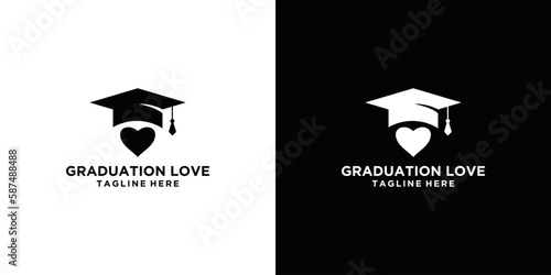 Graduation Cap and Love Logo design template