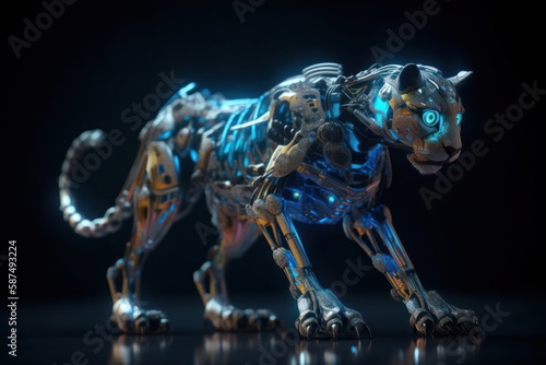 Blue Cheetah Cyber Robot Design Generative AI