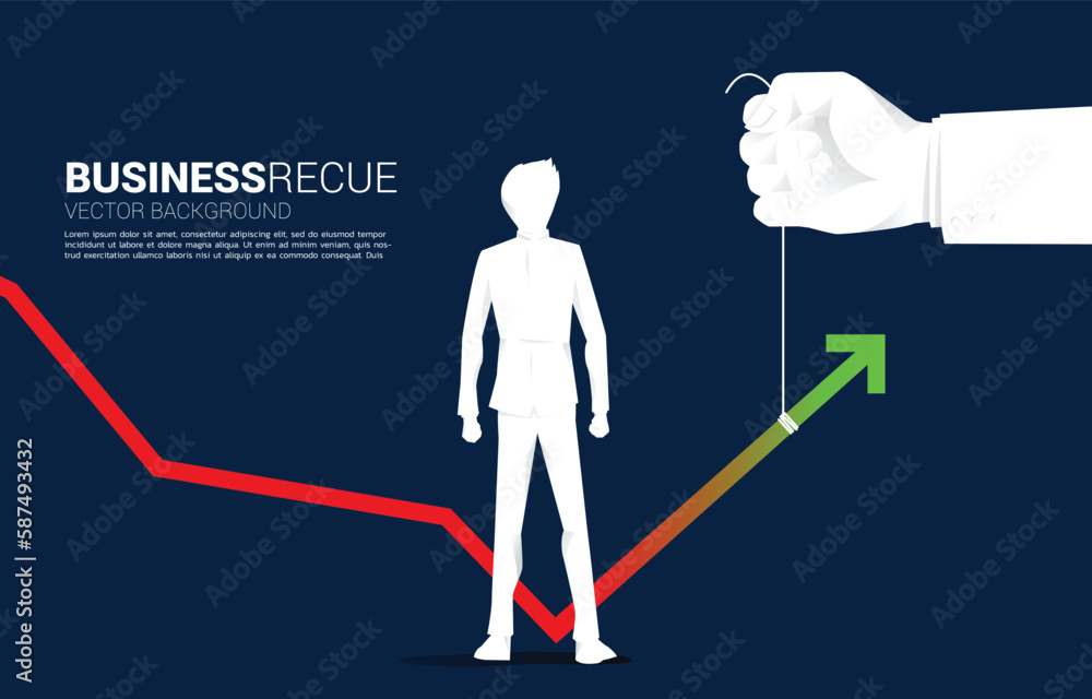 close up Businessman and big hand pull stock graph to higher. Background concept for making success and growth business close up Businessman and big hand pull stock graph to higher. Background concept for making success and growth business