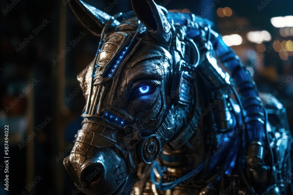 Blue Donkey Robotic Creature Concept Generative AI Blue Donkey Robotic Creature Concept Generative AI