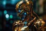 Blue Golden Cyber Robotic Creature Design Generative AI