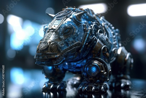 Blue Hippo Mechanized Robot Concept Generative AI