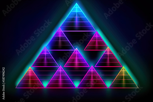 Sleek Neon Triangle Fusion Pattern: Minimalist Design Illustration