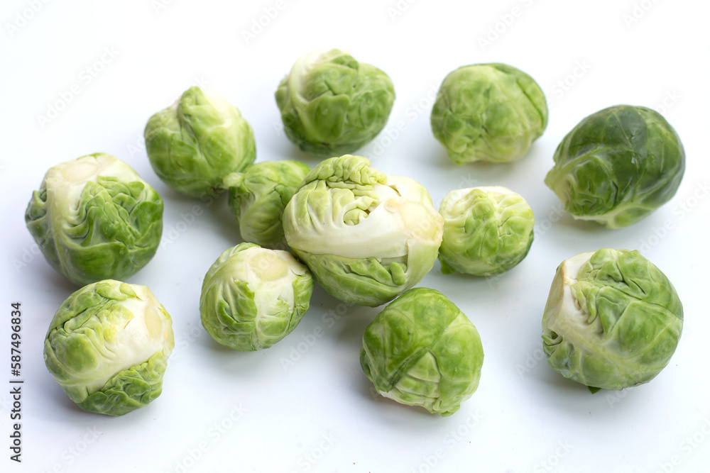 Fototapeta premium Fresh brussels sprouts. Organic vegetables