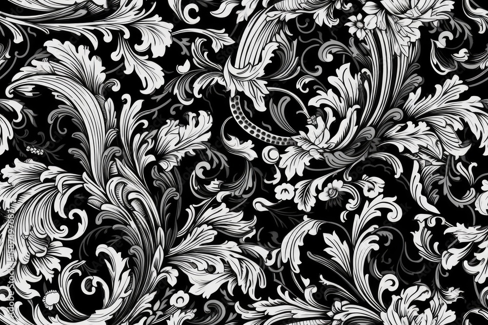 monochrome floral design. Generative AI monochrome floral design. Generative AI