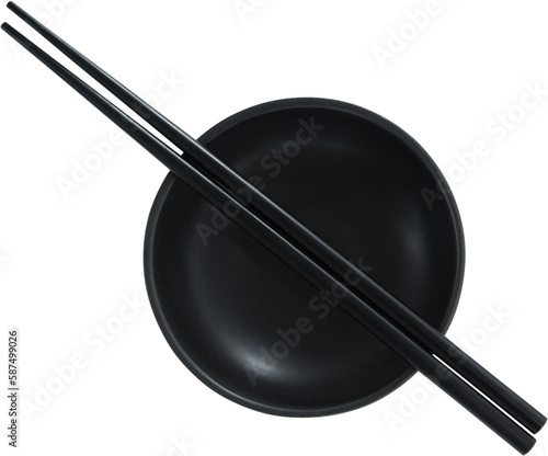 Close up of chopsticks with bowl