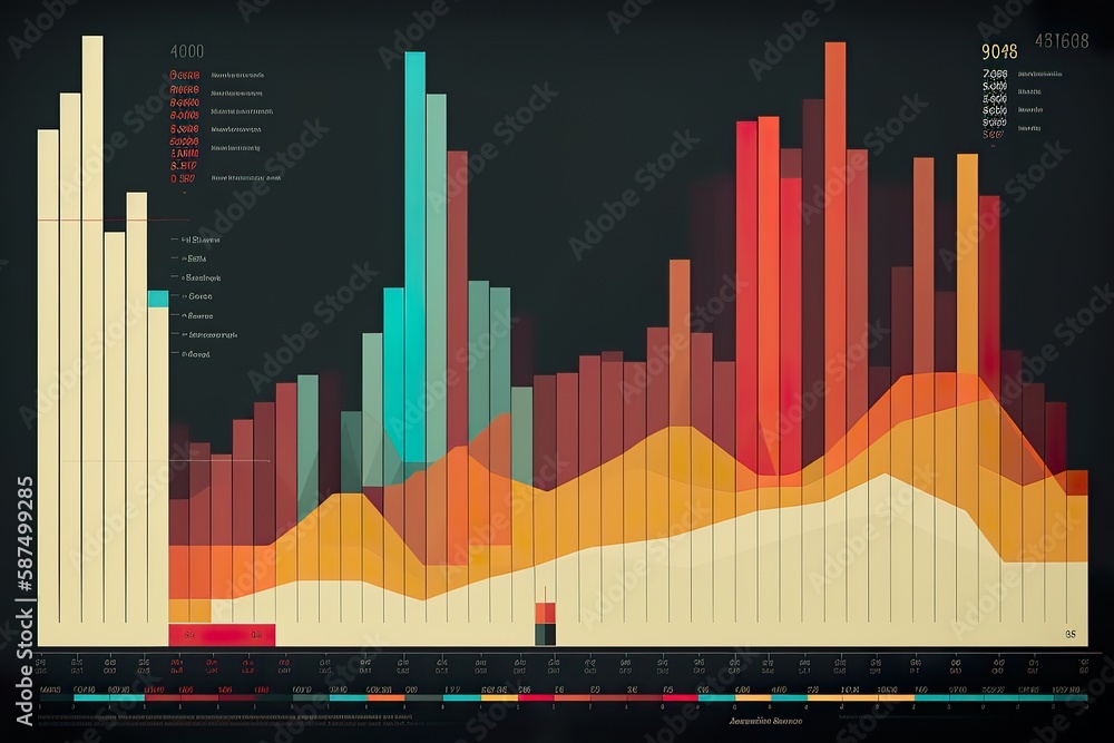 Simple, minimal data graphs, retro futuristic design, AI generated ...