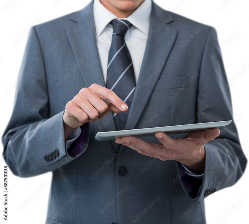 Mid section of businessman using digital tablet Mid section of businessman using digital tablet