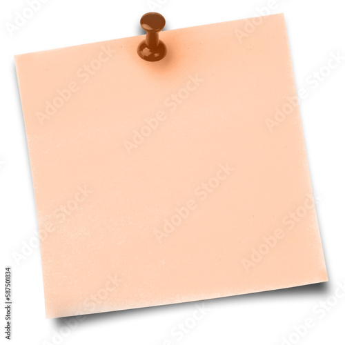 Peach adhesive note with thumbtack