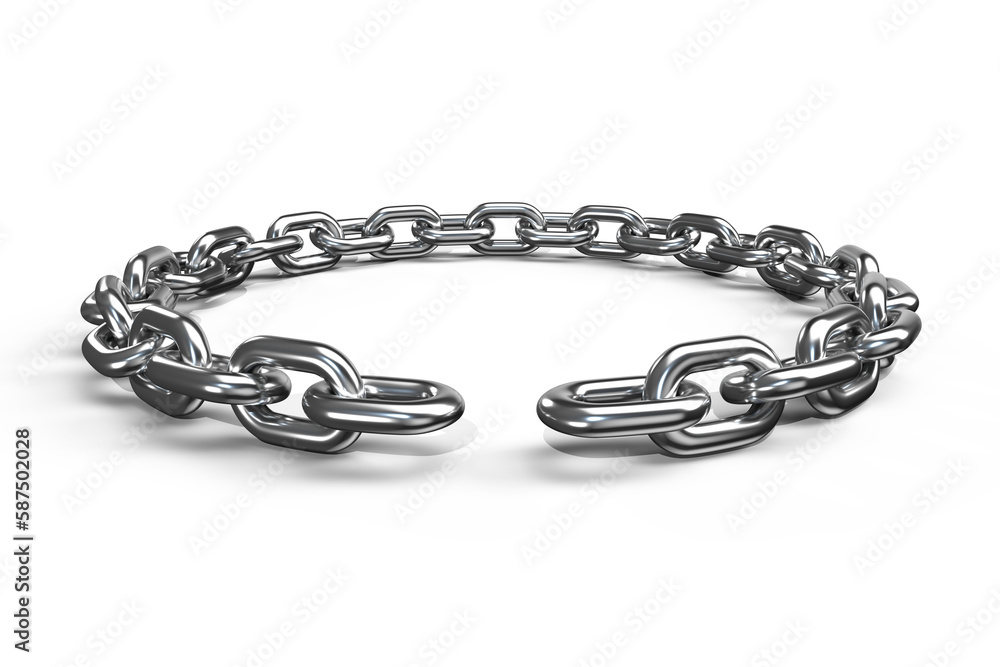 Fototapeta premium 3d image of broken metallic circular chain