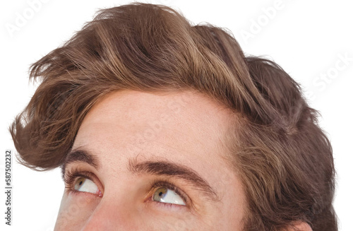 High section of man looking up