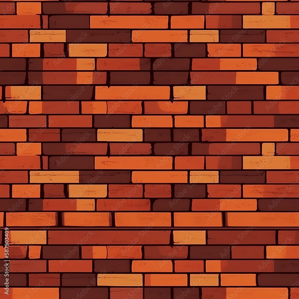 Obraz premium Seamless Pattern red brick wall. Generative art