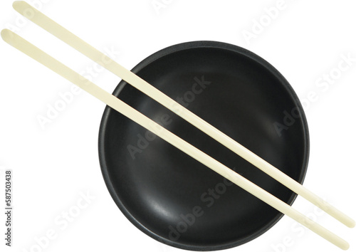 Close up of chopsticks and bowl