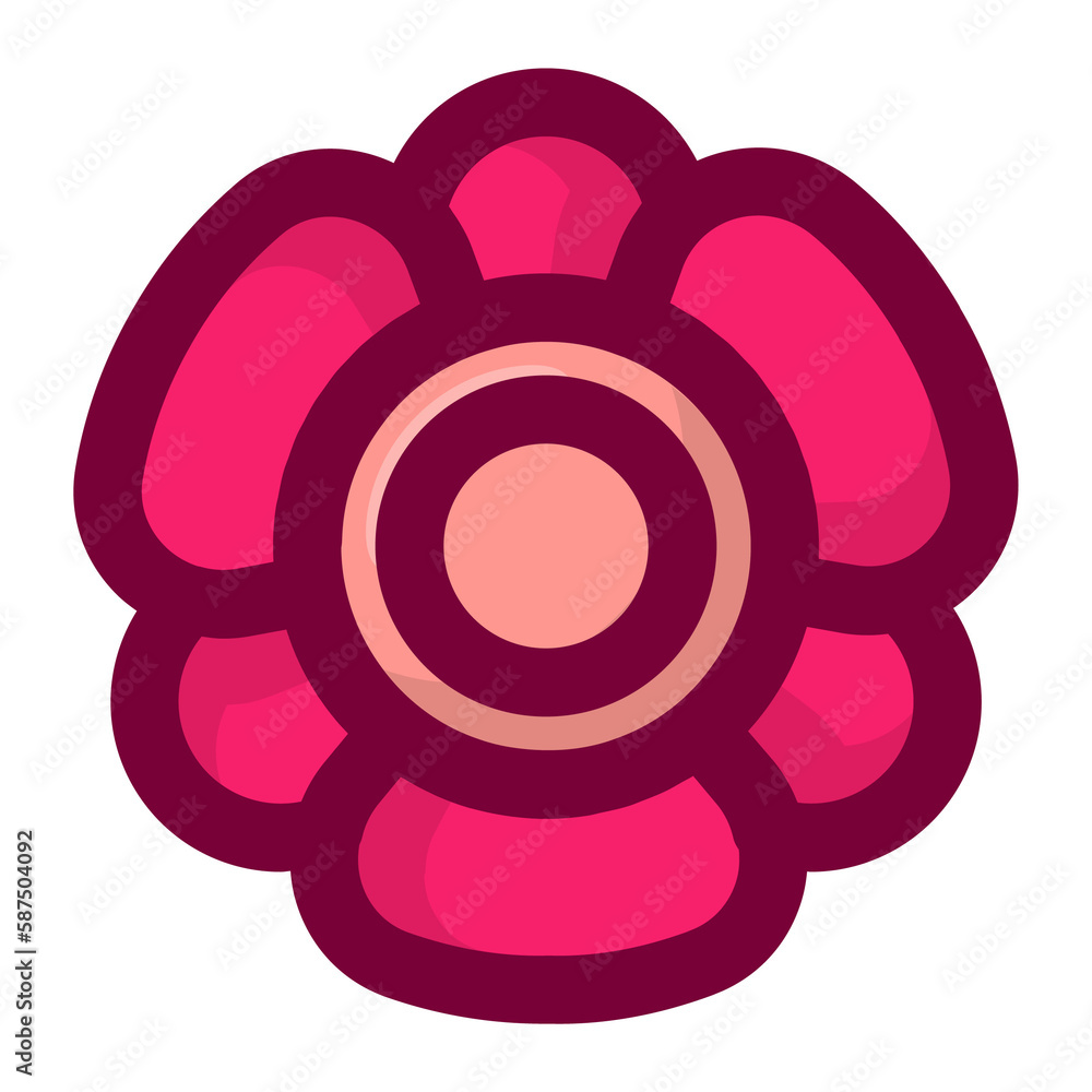 Geometric flower design element shapes pink color. Figures, stars, spiral flower and circles no background Geometric flower design element shapes pink color. Figures, stars, spiral flower and circles no background