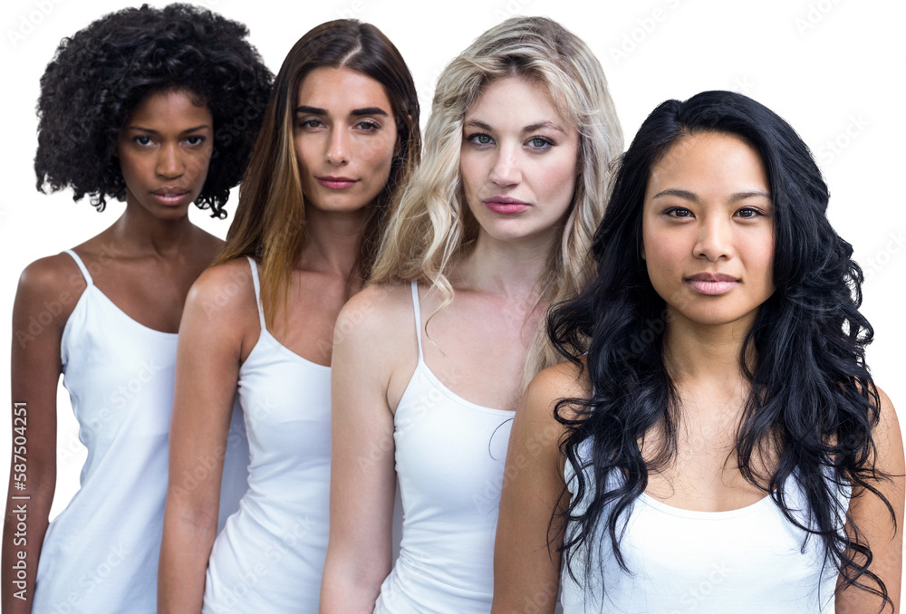 Obraz premium Multiethnic women standing in a line together 