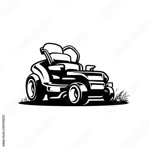 silhouette of a lawn mower illustration logo vector