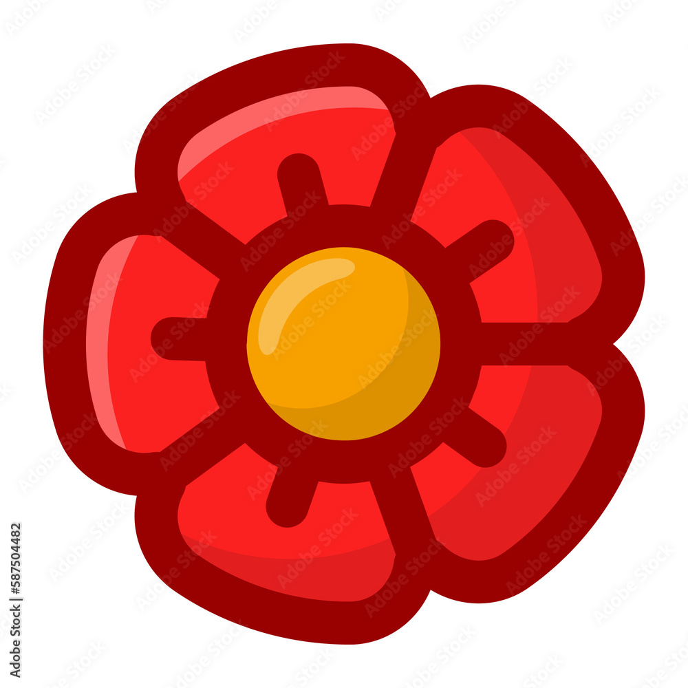 Geometric flower design element shapes red color. Figures, stars, spiral flower and circles no background Geometric flower design element shapes red color. Figures, stars, spiral flower and circles no background