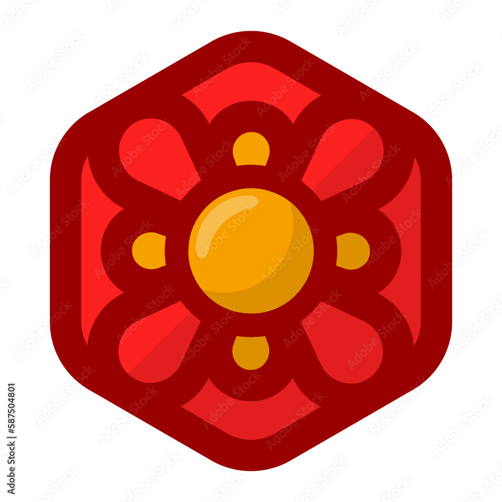 Geometric flower design element shapes red color. Figures, stars, spiral flower and circles no background Geometric flower design element shapes red color. Figures, stars, spiral flower and circles no background