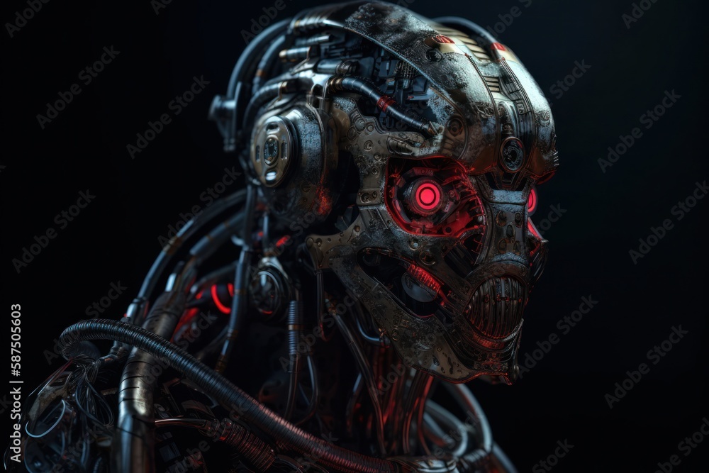 Red Seal Mechanized Robot With Copyspace Generative AI Red Seal Mechanized Robot With Copyspace Generative AI