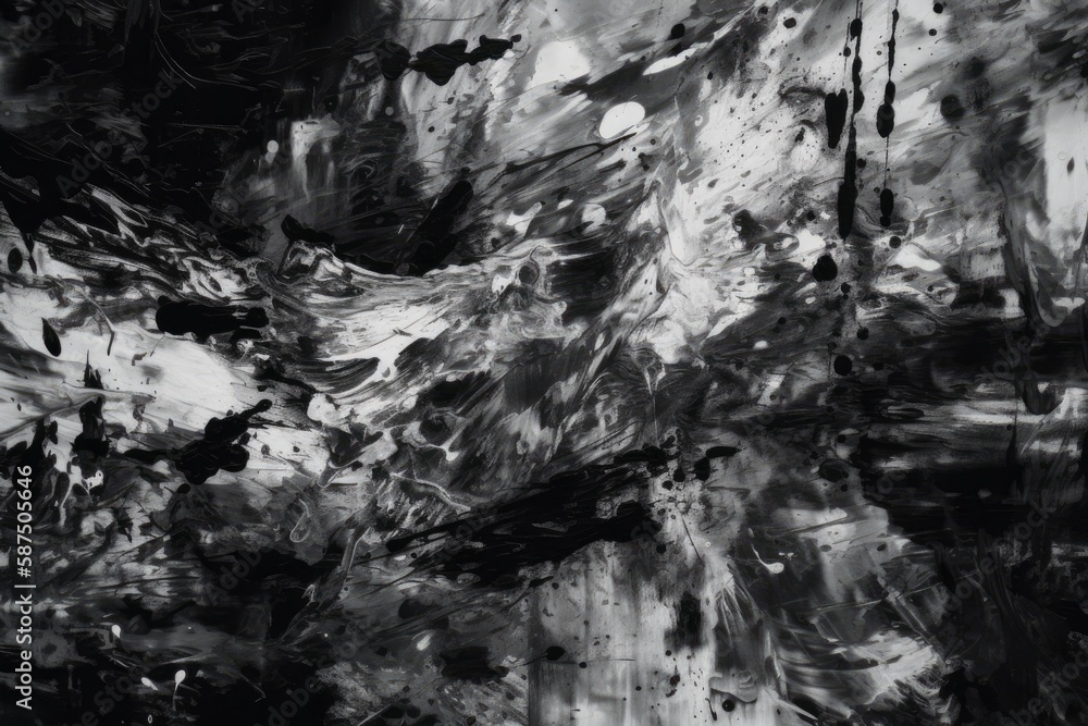 Fototapeta premium abstract black and white painting with thick brushstrokes. Generative AI