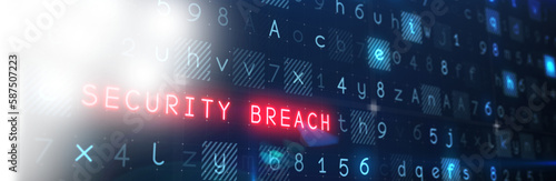 Digital image of security breach text screen