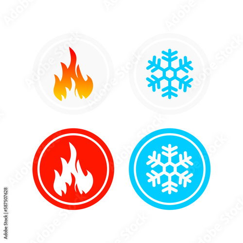 fire and snow or hot and cold design logo template illustration