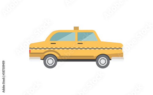 Yellow taxi over white background