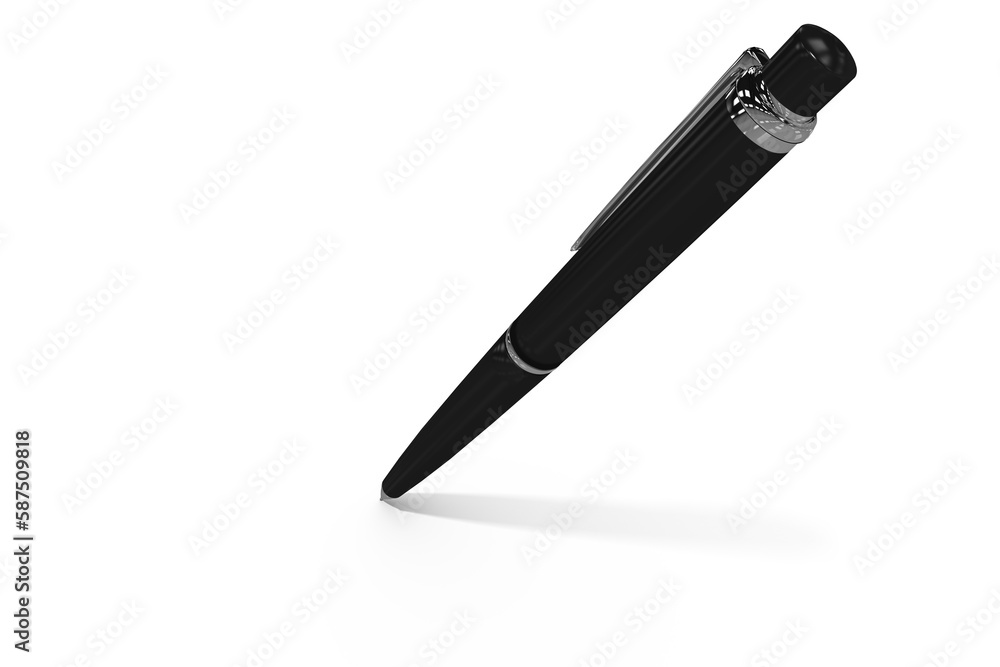 Digital image of black metallic ballpoint pen Digital image of black metallic ballpoint pen