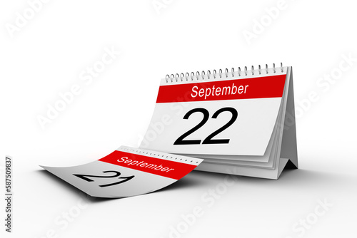 Desk calendar displaying 22nd date