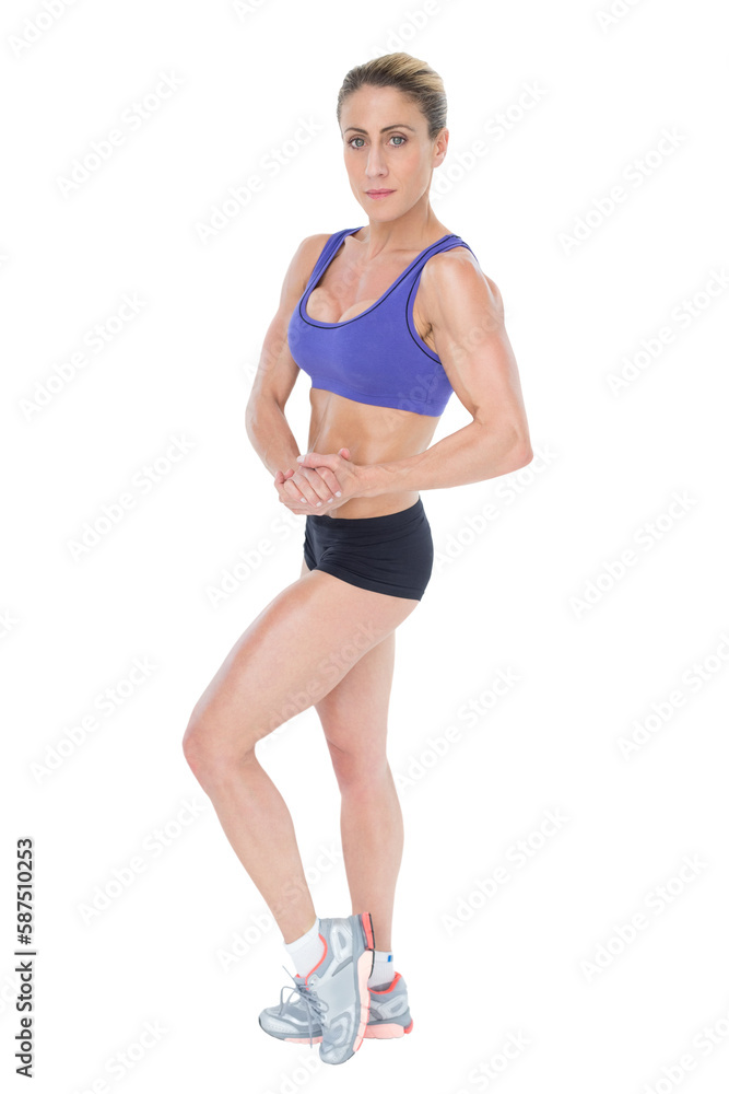 Strong blonde posing and looking at camera Strong blonde posing and looking at camera
