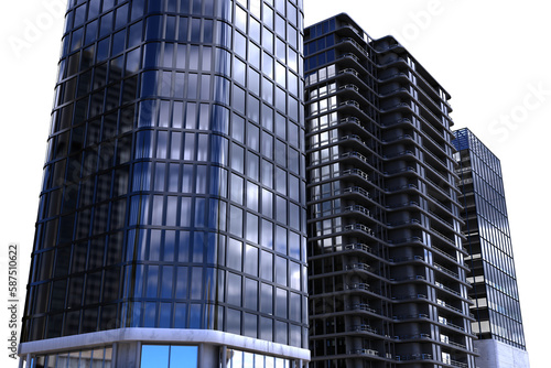 3d image of glass buildings