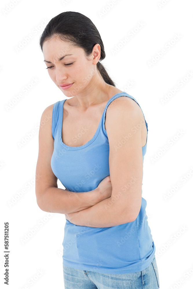 Pretty woman suffering from stomach pain Pretty woman suffering from stomach pain