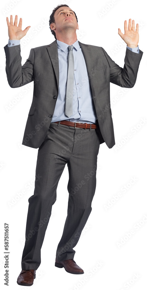 Businessman posing with arms raised Businessman posing with arms raised