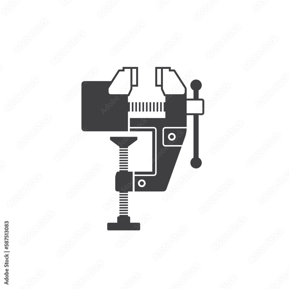 illustration of metal table vise clamp, vector art.