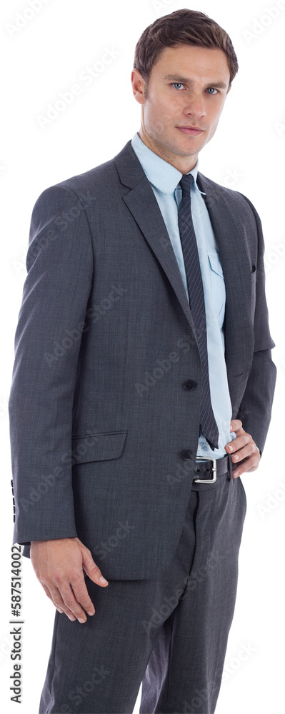 Serious businessman with hand on hip