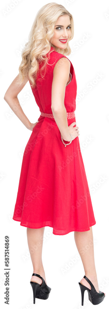 Smiling blonde standing hands on hips Smiling blonde standing hands on hips