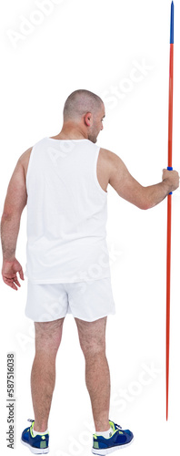 Athlete standing with javelin