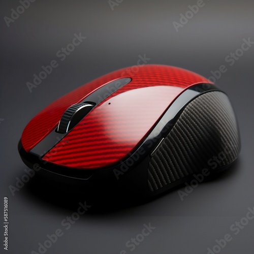 red carbon fiber computer mouse