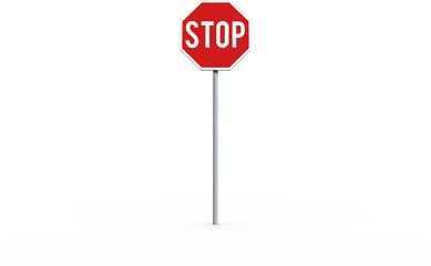 Digital composite image of stop sign with pole